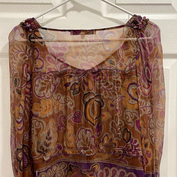 Blumarine Sheer Floral Button Down Blouse - Picture 7 of 12